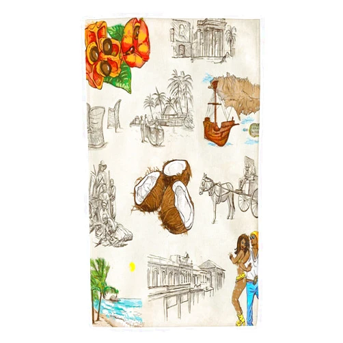 UIANG Jamaican Hand TowelsHand Drawn Illustrations of Elements,Hand Towels for Bathroom, Hand Face Towels for Kitchen,Multicolor - 16 x 27.5in