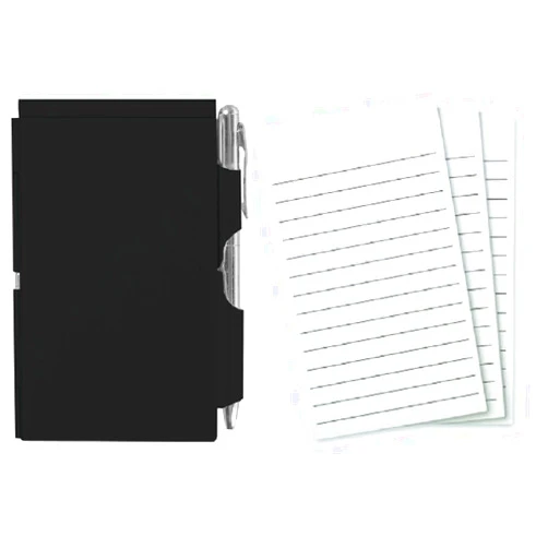 Wellspring Metal Flip Note Case with Pen and 3 Pack Refill, Bundle (Black)