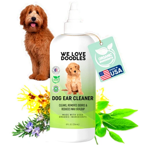 We Love Doodles Organic Dog Ear Cleaner | Ear Wash for Dogs | Made in USA | Natural | Clean Ear Drops | Prevents Infection, Itching & Odor | Puppy Ear Cleanser | Pet Cleaning Ears Solution