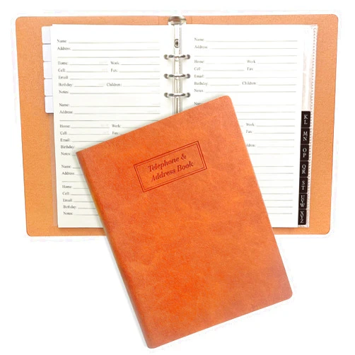 Happyaokeland Refillable Address Book with Alphabetical Tabs, Hardcover Phone Book 648 Contact Book w/Pockets, Large Print Address Books for Seniors, A5, Brown