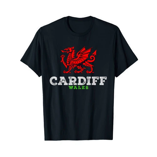Wales Cymru Vintage Dagon Designs Cardiff Wales Welsh Dragon Flag Vintage T-Shirt