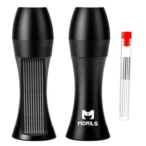 MORILS WDT Espresso Tool, MORILS Espresso WDT Tools with 0.4mm 9 Thick Spring Needles & Extra 9 Needles, Espresso Distribution Tool, Metal Handle with Stand for Barista, Espresso Accessories, Black