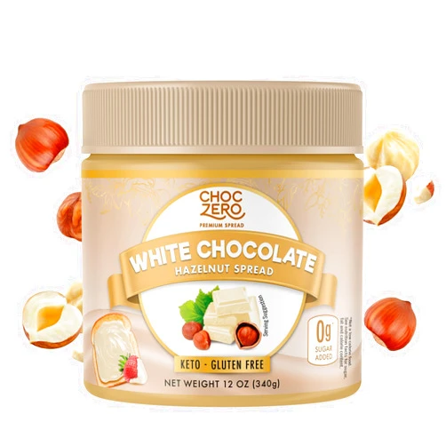 ChocZero Keto White Chocolate Hazelnut Spread - Keto Friendly, No Sugar Added, Best Low Carb Dessert, Perfect Topping for Breakfast, Naturally Sweetened with Monk Fruit (1 jar, 12 oz)