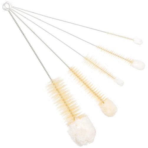 REDECKER Wool Tip Bottle Cleaning Brush Set with Pig Hair Bristles and Wire Handles, Set of 5, Various Sizes, Made in Germany - Bottle Cleaner Brush - Bottle Brush Soft Tip