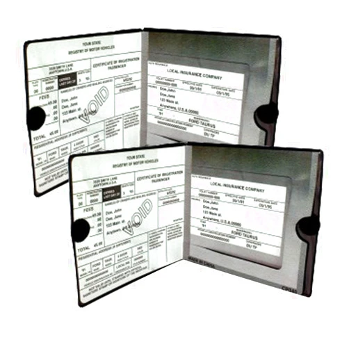 Sterling ESSENTIAL Car Auto Insurance Registration BLACK Document Wallet Holders 2 Pack - [BUNDLE, 2pcs] - Automobile, Motorcycle, Truck, Trailer Vinyl ID Holder & Visor Storage - Strong Closure On Each -