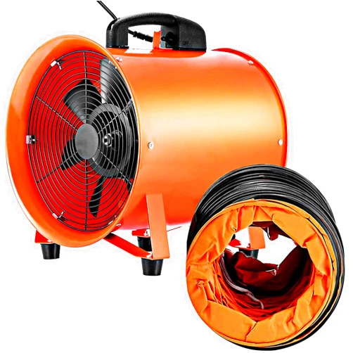 VEVOR 10 Inch Portable Ventilator Fan, High Velocity, Low Noise, 2700m3/h Air Flow, 320W Power, 295Pa Pressure, with 5M Duct Hose, Orange