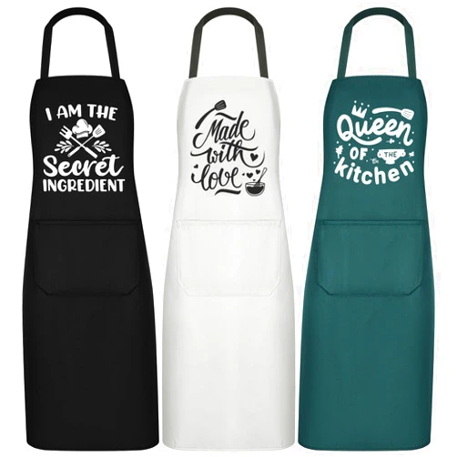 Jeyiour Set of 3 Women Kitchen Aprons with Funny Quotes Pocket Apron with Adjustable Waist Tie Cute Aprons for Cooking Baking
