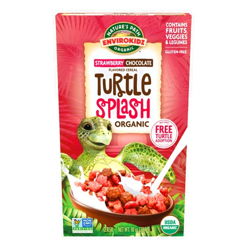 EnviroKidz Organic Turtle Splash Cereal, 10 oz (Pack of 12), Strawberry & Chocolate, Gluten Free, Non-GMO, Fair Trade, by Nature's Path