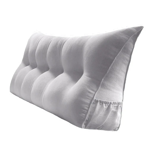 Peachwell Triangular Reading Bed Rest Pillow Large Bolster Cushion Headboard Backrest Wedge Pillow with Removable Cover and Two Large Side Pockets (Chalk Grey, Queen: 59 x 8 x 20 inches)