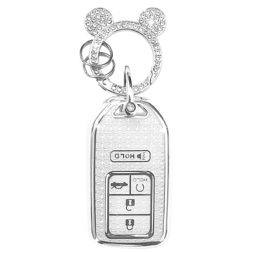 YILINXI Compatible with Honda 5 Button Key Fob Cover, TPU Material, Silver, Fits Honda Civic, Accord, Pilot, CRV & More, Key Shell Accessory