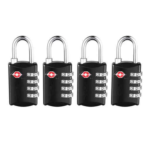 Cluckyu TSA Luggage Locks,TSA Approved Travel Combination Luggage Locks for Suitcases-4 Pack (Black4)