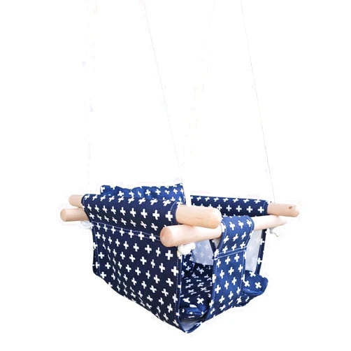 Generic Baby Swing Seat Secure Canvas and Wooden Hanging Swing Chair, Infant, Toddler, Kids Toys - Indoor and Temporary Outdoor Hammock for Indoor Playground, Tree Swings or Backyard