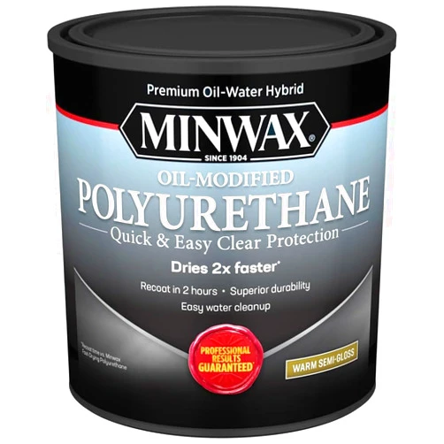 Minwax qt Minwax 63020 Clear Premium Oil-Water Hybrid Water-Based Oil-Modified Polyurethane, Warm Semi-Gloss