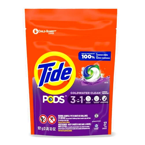 JÁCLER TIDE PODS Laundry Detergent Soap Pacs, Spring Meadow Scent, Powerful 3-in-1 Clean, HE Compatible, 39 Count (1 Bag)