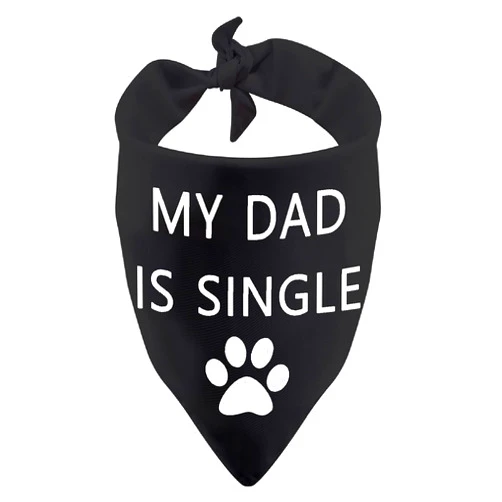 BLUPARK Fun Dog Bandana My Mom/Dad is Single Triangle Dog Scarf Decorations Accessories Puppy Pet Scarves (My Dad is Single)