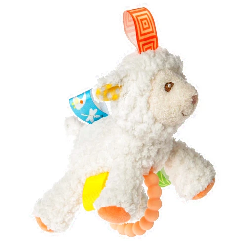 Mary Meyer Taggies Teether Baby Rattle Soft Toy, 5-Inches, Sherbet Lamb,1.0Count