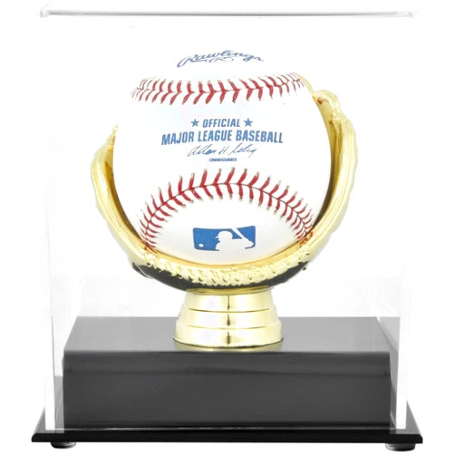 Collectible Supplies Gold Glove Acrylic Baseball Display Case Holder for Baseballs (1 to 5 Baseballs) (1-Baseball Gold Glove Display)