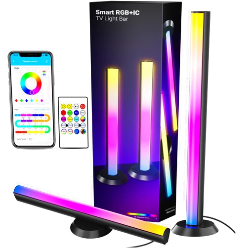 TJOY Smart Light Bars, Gaming Lights for Desk, 14 Inches, RGB Light Bar, TV Backlight with Music Sync and Scene, 60 Lumens, Ambient Lighting for PC, Game, RGB Desk Lighting(Black)