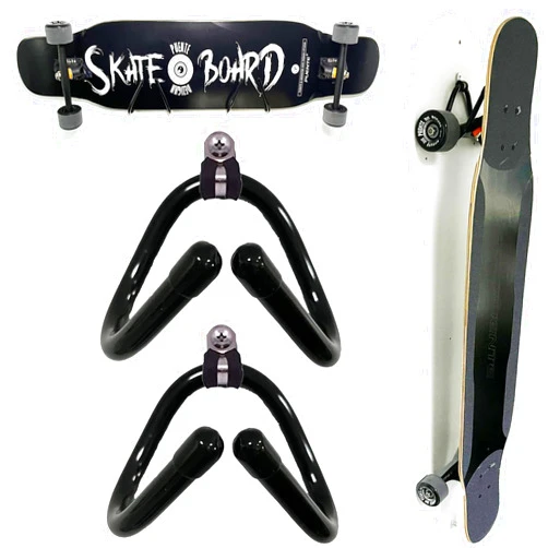 Pmsanzay 2 Pack Universal Skateboard Wall Mount Rack. Horizontally/Vertically Wall Mounted Storage - Fits Virtually All Cruiser Boards, Skateboards, Penny Boards, Longboards,etc (Hardware Included)