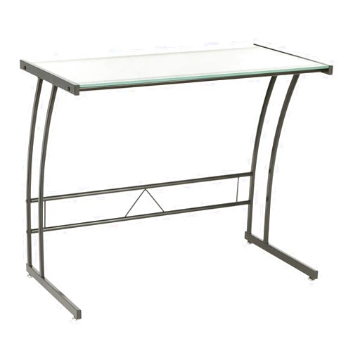 Ayoiow Small Portable Desk, Contemporary Desk in Black Frame and White