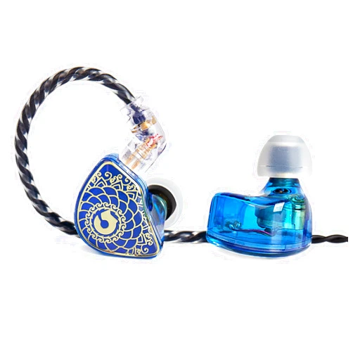 YINYOO TANGZU Wan er S.G in Ear Monitors Headphone, HiFi IEM Wired Earbuds for Musician Audiophile 10mm Dynamic Driver in-Ear Earphone with Ergonomic Fit, 2 Pin 0.78 Detachable Cable (Blue, with mic)