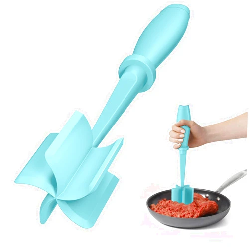 PGYARD Meat Chopper, Hamburger Chopper, Premium Heat Resistant Masher and Smasher for Hamburger Meat, Ground Beef, Ground Turkey and More, Nylon Ground Beef Chopper Tool and Meat Fork, Mix Chopper-Aqua