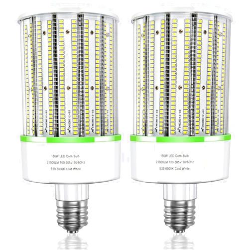 TJBB 2 Pack 150W E39 Large Mogul Base LED Bulb, LED Corn Cob Light Bulb 21,000 Lumens 6000K Cold White, 800W MH/HPS Replace for Garage Warehouse High Bay Parking Lot Lighting