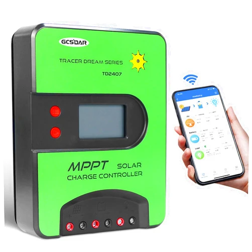 GCSOAR 40A MPPT Solar Charge Controller, 12V/24V Automatic Maximum PV 75V Charge Controller, Built-in WiFi Adapter with LCD Display for Gel-Sealed Immersion AGM and Li-Ion Batteries (WiFi) (TD2407)