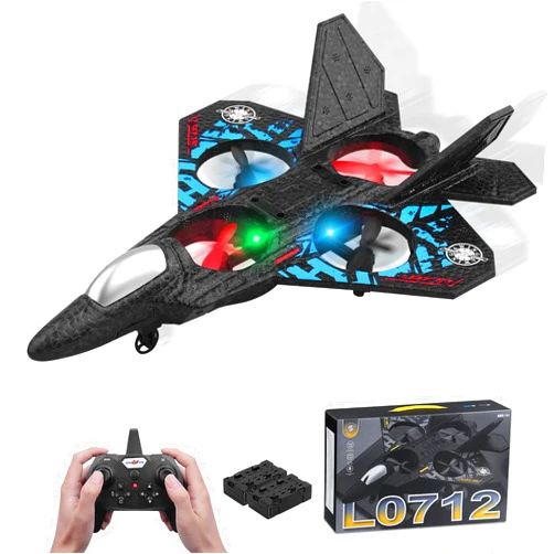 Beffkkip RC Plane 2.4GHz Remote Control Plane L0712 Quadcopter Hovering with Auto Hovering Fighter Aircraft RC Airplane RTF for Beginner, Kids and Adults,3D Flip Airplane Toy with Colored Lights USB Charging
