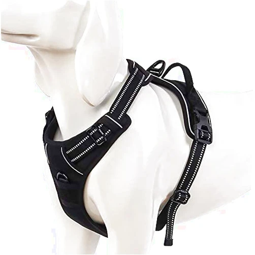 WINHYEPET True Love Dog Harness, No-Pull Reflective Pet Harness with 2 Leash Clips Adjustable Soft Padded Dog Vest with Easy Control Handle for Small Medium Large Dogs TLH5651(Black,XS)