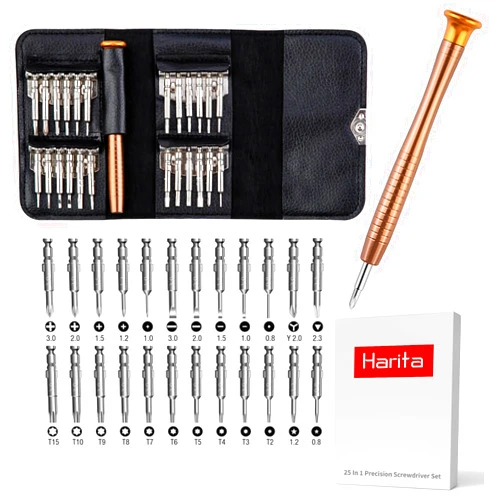 Harita Screwdriver Set Magnetic Precision portable 25 in 1 Small mini Screwdriver with Phillips & slotted Head with Leather Bag for Electronics, Phone, Watch, Toys, Eyeglasses, Computer, Repairing