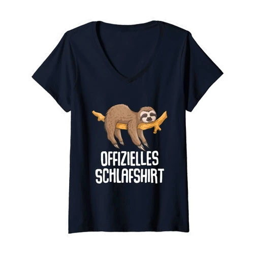 Geburtstag Geschenkidee Morgenmuffel Langschläfer Womens Sleep design pyjamas nightdress sloth V-Neck T-Shirt