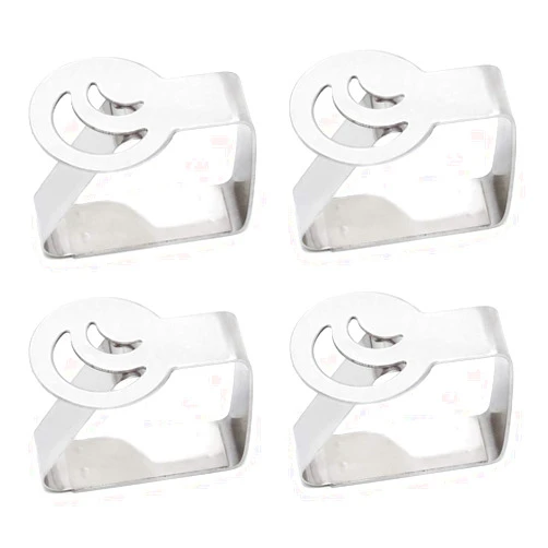 Honbay 4PCS Stainless Steel Silver Thickened Strong Cloth Clip,Tablecloth Clamp Holder, Table Cover Clamps,Table Cloth Holders, Table Cloth Clips Holders for Outdoor and Indoor (Moon)