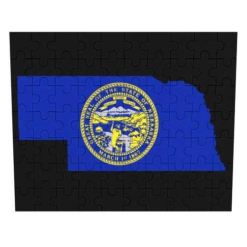 Zenladen022 Nebraska State Flag Map Jigsaw Puzzles Flat Box Wooden Intellectual Puzzles Game for Idea Gift 70 PCS
