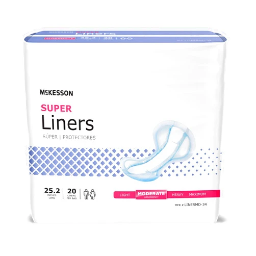 McKesson Incontinence Pads for Adult Women and Men, Bladder Control and Postpartum Liners, Moderate Absorbency, 20 Count, 1 Pack
