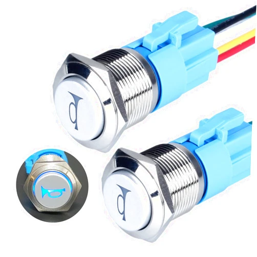 DMWD 2pcs 19mm Raised Speaker Horn Momentary Push Button Switch 3/4