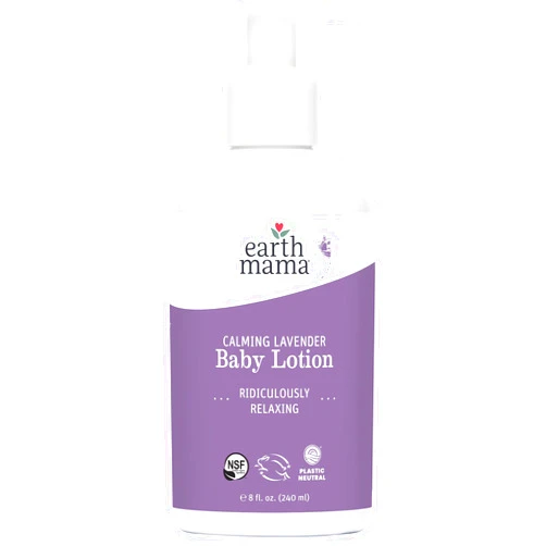 Earth Mama Calming Lavender Baby Lotion for Dry Skin, Calendula Cream for Newborn Skin Care, Organic Moisturizer for Children with Aloe Juice, Rooibos, & Shea Butter, Lavender Lotion, 8 Fl Oz