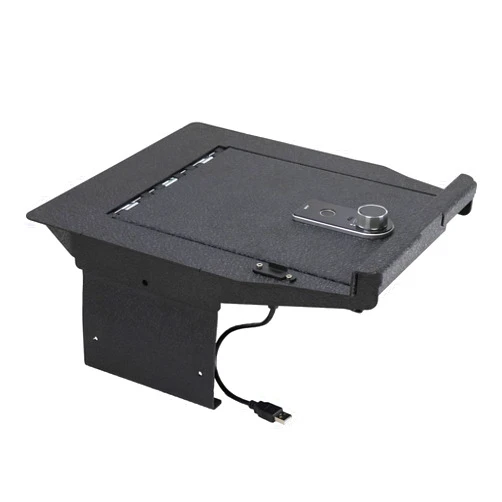 TUOJUE Center Console Safe, Gun Safe Vault Lock Box Compatible with 2021-2024 Ford F-150, 2021-2024 Ford F-150 Lightning with Full Floor Console, Fingerprint Lock with Key.
