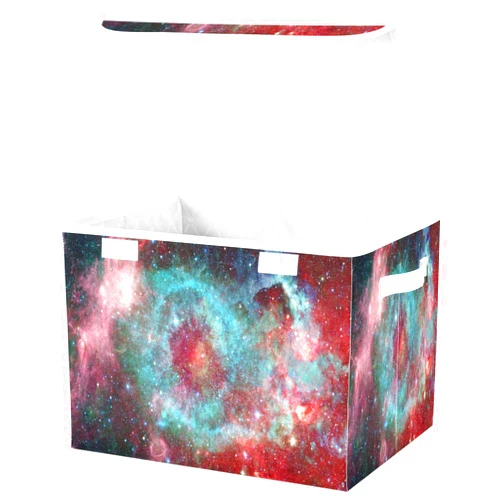 DIGTIA Storage Bins with Lids Nebula Galaxy Stars Foldable Storage Boxes with Handles Outer Space Large Storage Basket Collapsible Organizer Containers for Closet Home Bedroom Office