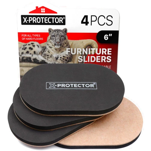 X-Protector Felt Furniture Sliders Hardwood Floors - 4 PCS 6