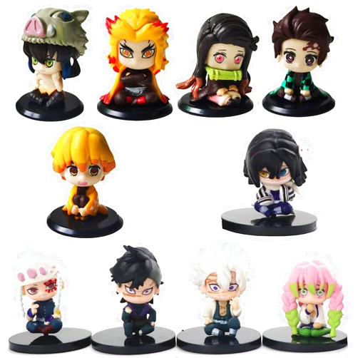 TUNDOIT Demon Slayer Figures Anime Stuff Set of 10pcs Nezuko Inosuke Tanjiro Zenitsu Anime Figures Toy