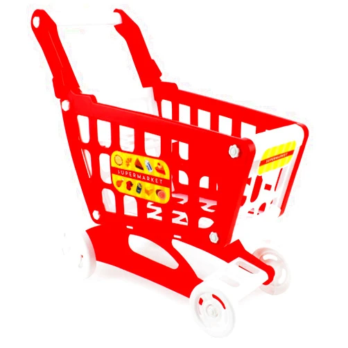 Boley Mart Red Shopping Cart Toy for Kids and Toddlers - Pretend Play Grocery Shopping Cart with Wheels - 20x18 inches - Easy Assembly - Child-Safe and Durable - Ages 3+