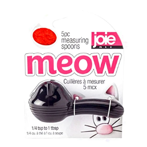 Joie Meow Measuring Spoons, Five Piece Set from Quarter Teaspoon to One Tablespoon, BPA-Free, Cute Kitchen Gadget, Colors May Vary, Cat