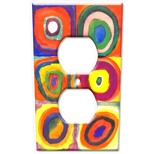 Art Plates - Duplex - Outlet Cover Switch Plate - Kandinsky: Farbstudie Quadrate - (Made in USA)