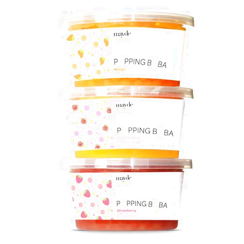 Mayde Bursting Popping Boba Pearls, Strawberry, Mango, Passion Fruit - 3 Flavor Party Kit (490 gms, 3 pack)