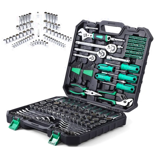Towallmark 213 Piece Mechanic Tool Set and Socket Wrench Set, SAE and Metric Household Hand Tool Kit, Cr-V Constructed, Home/Auto Repair Tool Sets with Storage Case