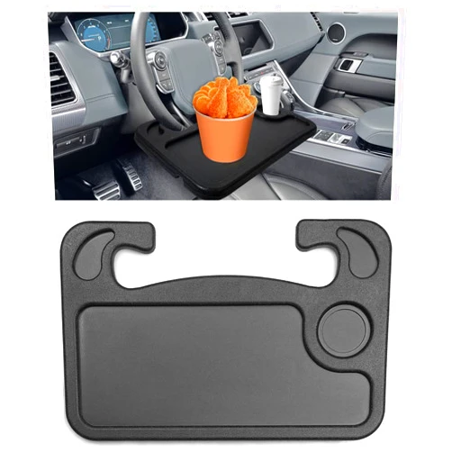 VARGTR Car Steering Wheel Desk,Car Lunch Desk Portable,Multi-Functional Portable Car Laptop and Food Steering Wheel Tray,Car Food Tray for Eating with Drinks Holder