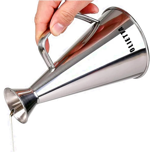 Olietta Stainless Steel Non Drip Leak Proof No Mess Oil Dispenser and Vinegar Cruet Pourer and Drizzler for Kitchen 17oz 500ML 0.5 Liter - Great for Pouring Olive Oil - Easy to Clean & Leakproof
