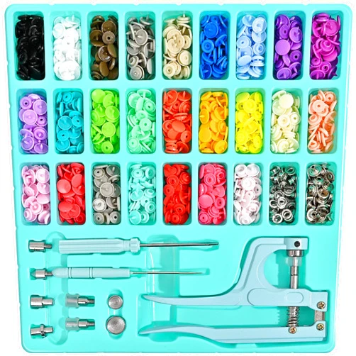 MENGTU 300 Set T5 Snaps Plastic Buttons with Snaps Pliers Set for Sewing Clothes Bibs Rain Coat Crafting -DIY Handmade Tools(Blue)
