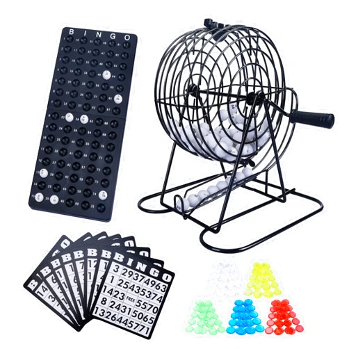 GOTHINK Bingo Game Set for Adults and Kids - Included 8 Inch Metal Bingo Wheel Cage, 75 Bingo Balls, Master Board, 18 Bingo Cards & 150 Colored Chips, For Fun Family Bingo Night, Large Groups, Parties